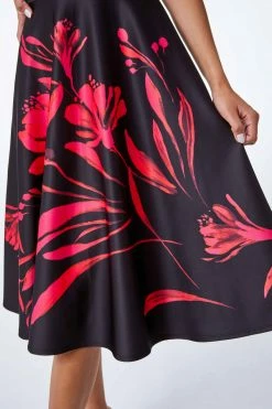 Roman Black Floral Fit & Flare Bardot Dress 11 Roman Black Floral Fit & Flare Bardot Dress -Roman Sales Shop unnamed file 5261