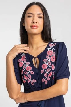 Roman Blue Floral Placement Gathered Detail Top 11 Roman Blue Floral Placement Gathered Detail Top -Roman Sales Shop unnamed file 5266