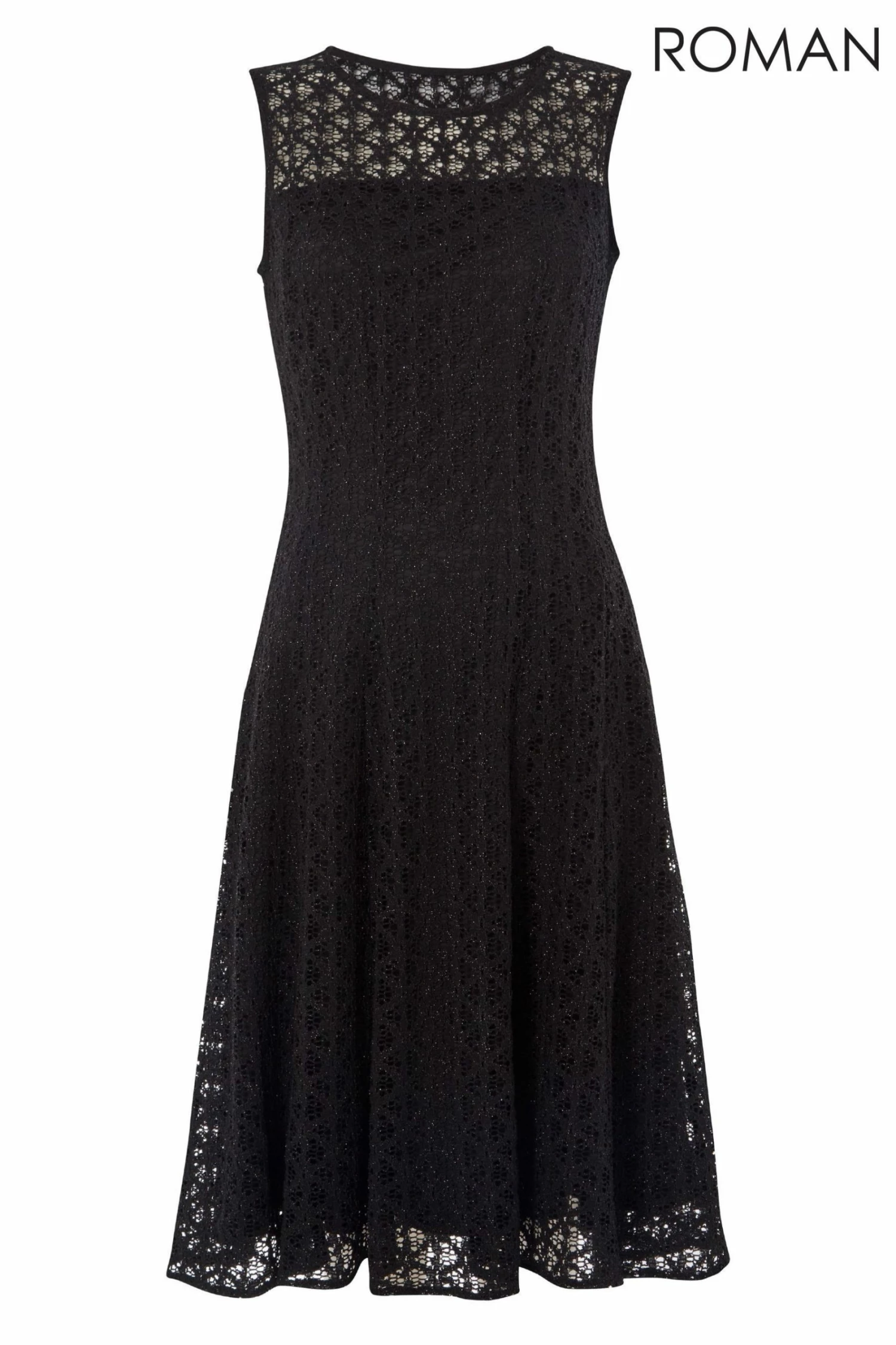 Roman Black Lace Fit And Flare Dress 6 Roman Black Lace Fit And Flare Dress - Image 4