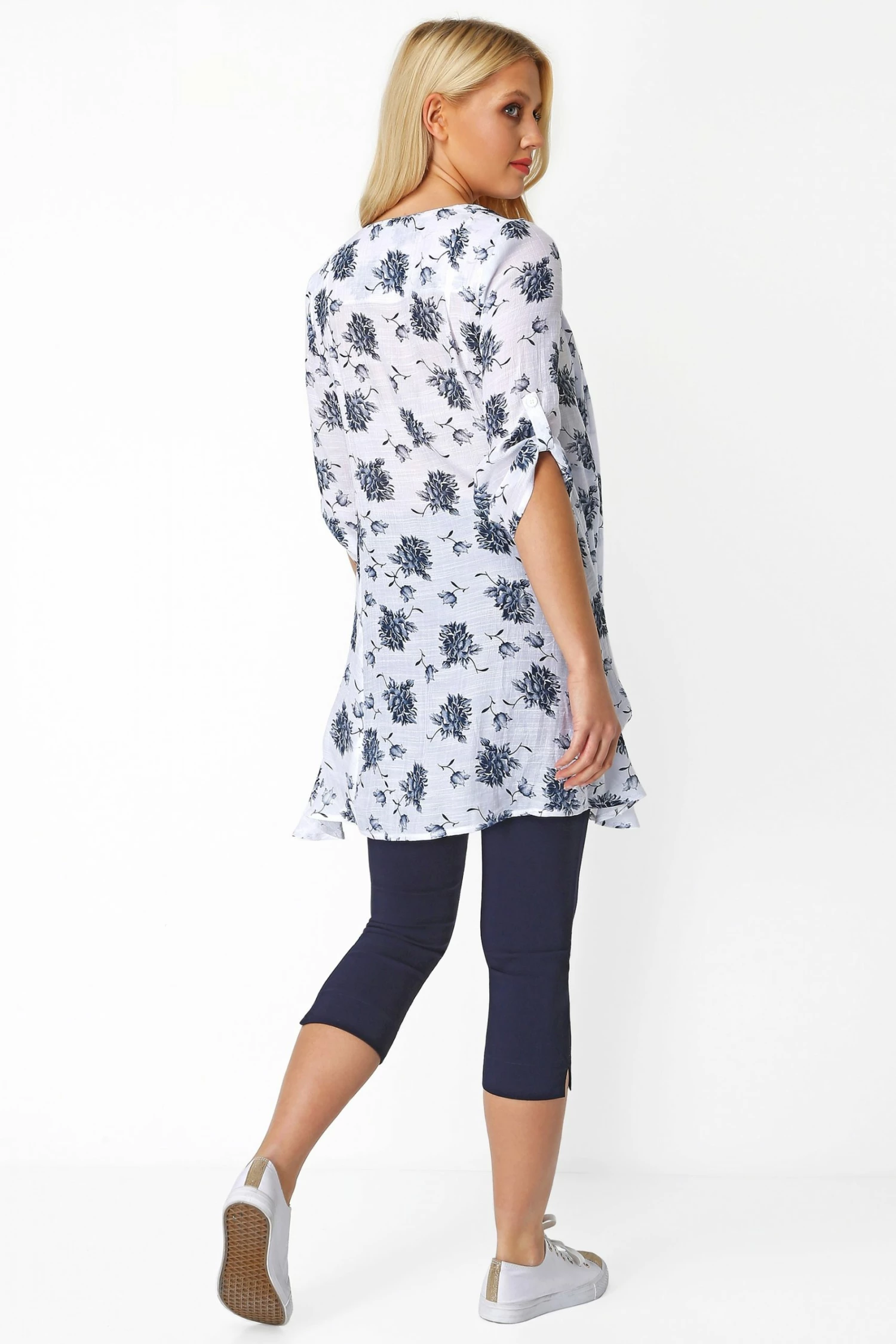 Roman Blue Crinkle Print Tunic 5 Roman Blue Crinkle Print Tunic - Image 3
