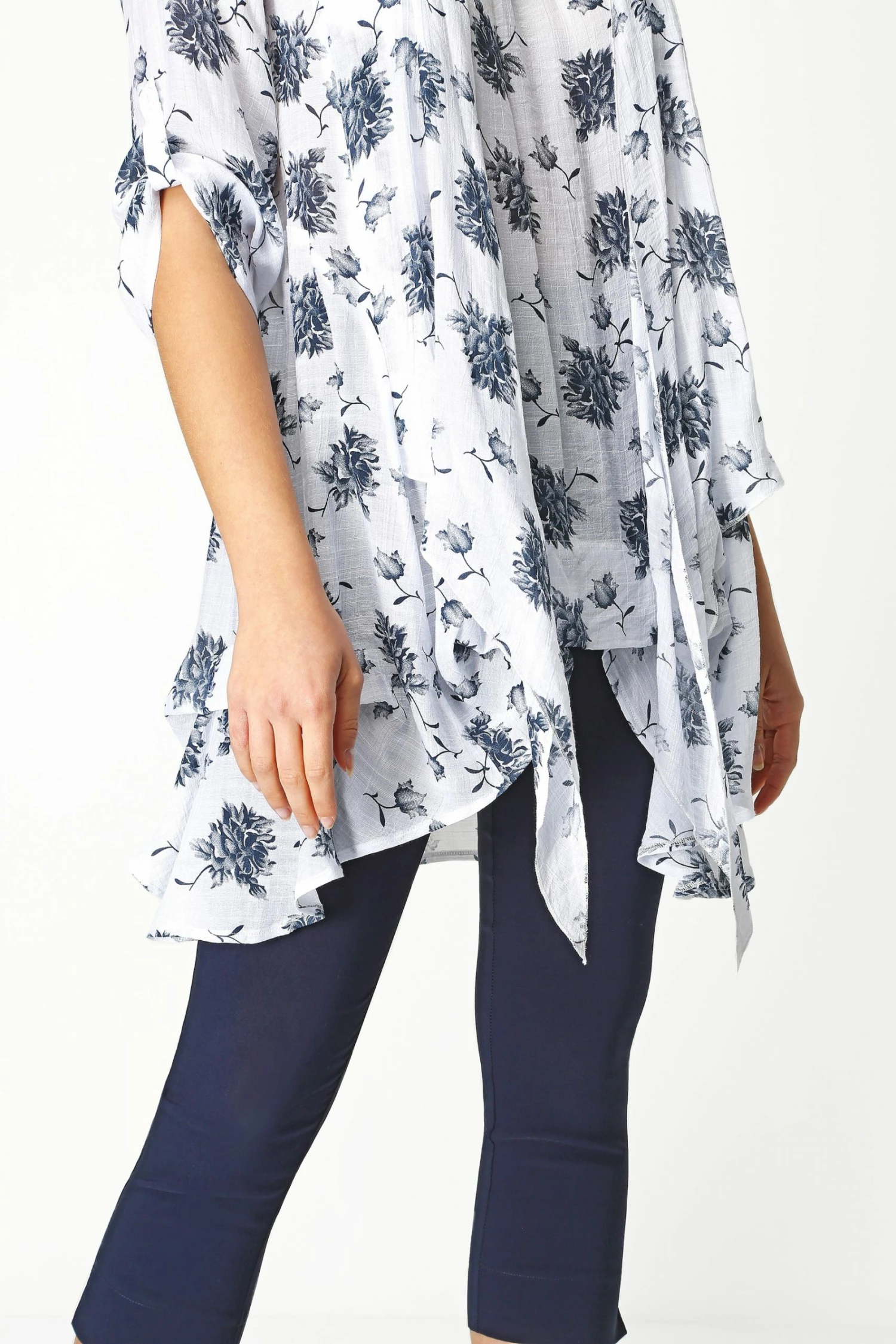 Roman Blue Crinkle Print Tunic 6 Roman Blue Crinkle Print Tunic - Image 4