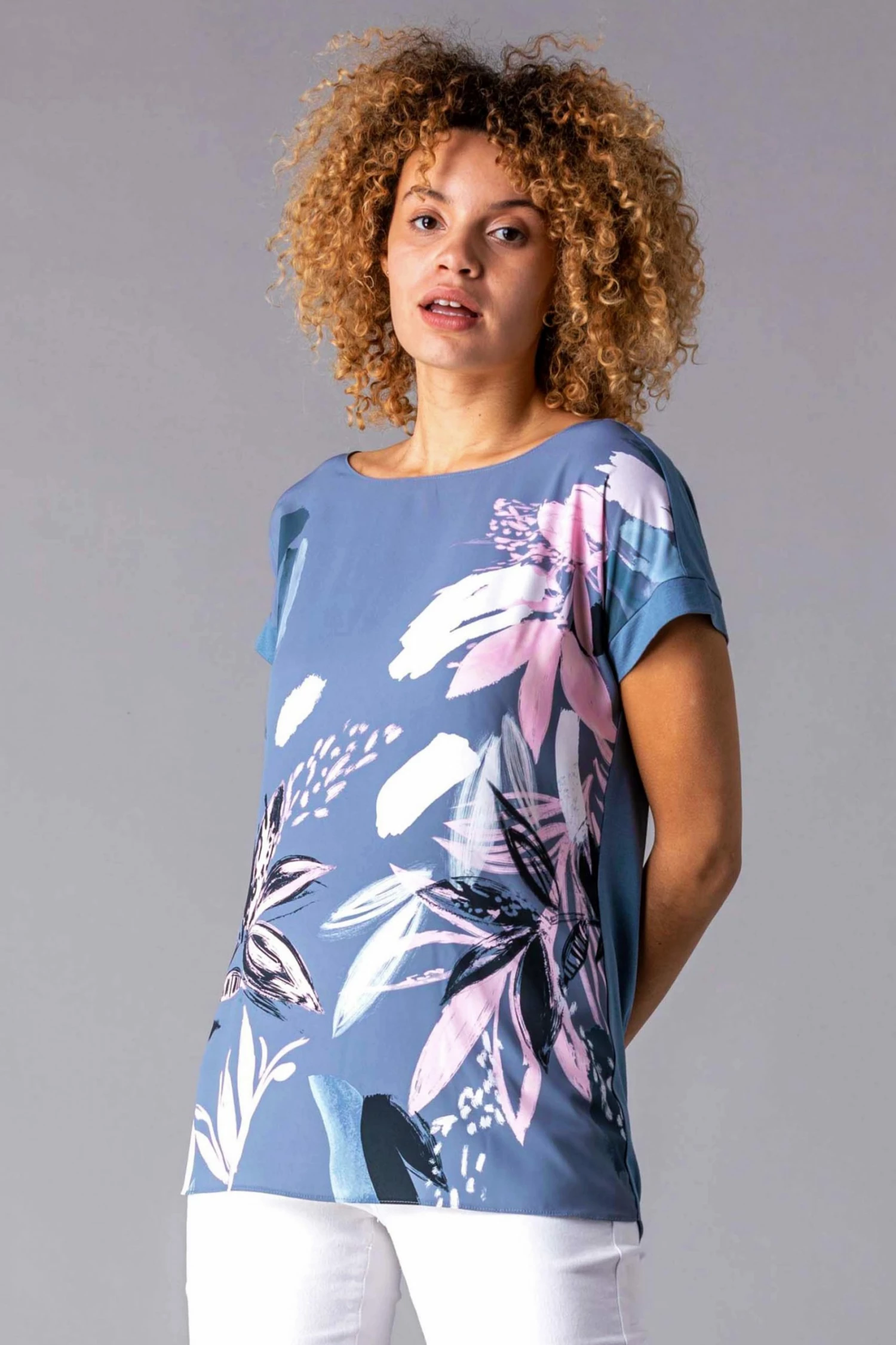 Roman Multi Floral Print Woven T-Shirt 6 Roman Multi Floral Print Woven T-Shirt - Image 4