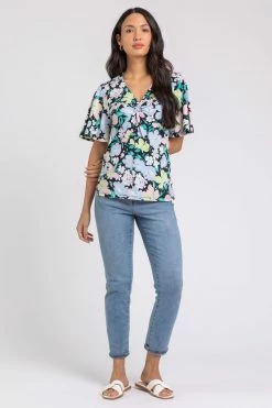 Roman Black Floral Print Twist Front Detail Top 8 Roman Black Floral Print Twist Front Detail Top -Roman Sales Shop unnamed file 5293