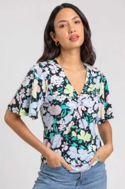 Roman Black Floral Print Twist Front Detail Top 11 Roman Black Floral Print Twist Front Detail Top -Roman Sales Shop unnamed file 5296