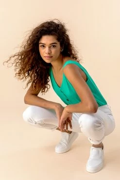 Roman Green Button Front Sleeveless Top -Roman Sales Shop unnamed file 5300