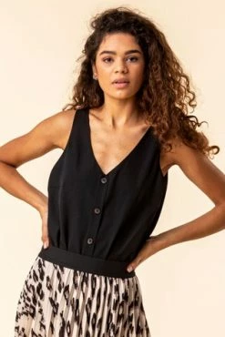 Roman Green Button Front Sleeveless Top -Roman Sales Shop unnamed file 5303