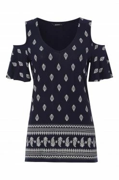 Roman Navy Paisley Print Cold Shoulder Top 11 Roman Navy Paisley Print Cold Shoulder Top -Roman Sales Shop unnamed file 5308