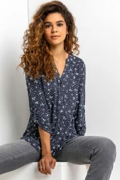 Roman Blue Ditsy Floral Notch Neck Top 11 Roman Blue Ditsy Floral Notch Neck Top -Roman Sales Shop unnamed file 5324