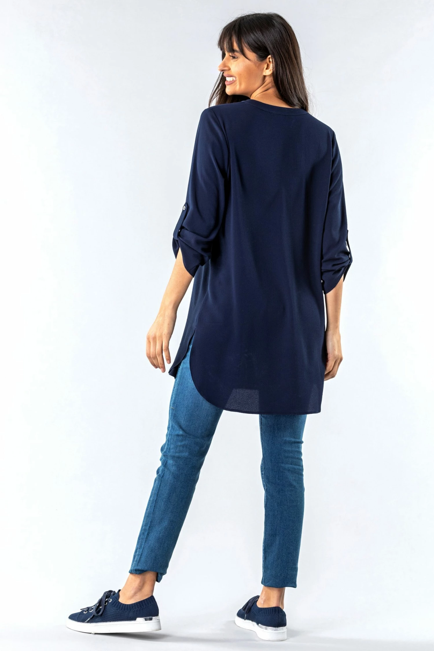 Roman Navy Longline Button Detail Tunic Top 5 Roman Navy Longline Button Detail Tunic Top - Image 3