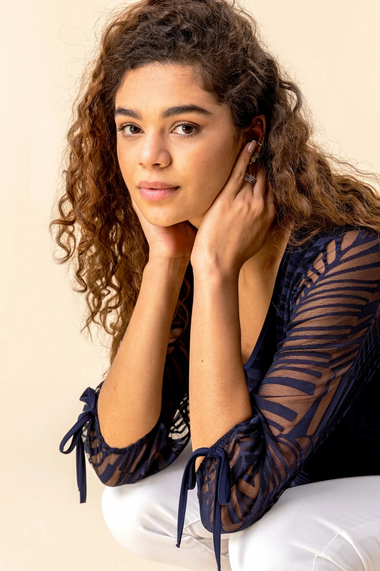 Roman Navy Overlay Burnout Print Top 6 Roman Navy Overlay Burnout Print Top - Image 4