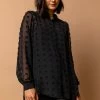 Roman Black Textured Spot Button Up Blouse