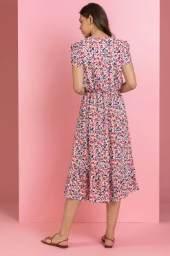 Roman Pink Ditsy Floral Tiered Midi Dress 8 Roman Pink Ditsy Floral Tiered Midi Dress -Roman Sales Shop unnamed file 535