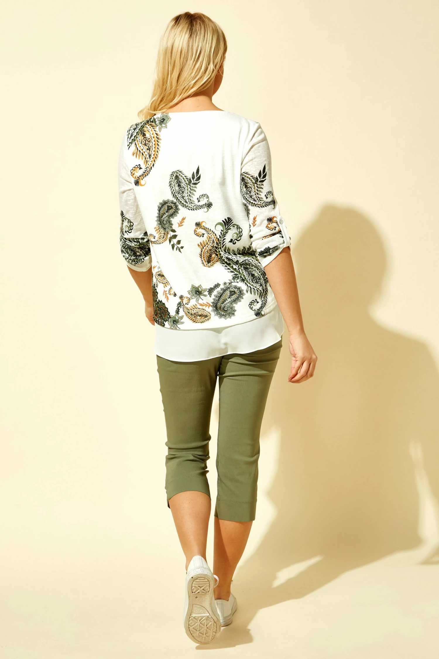 Roman Khaki Paisley Print Double Layer Top 5 Roman Khaki Paisley Print Double Layer Top - Image 3