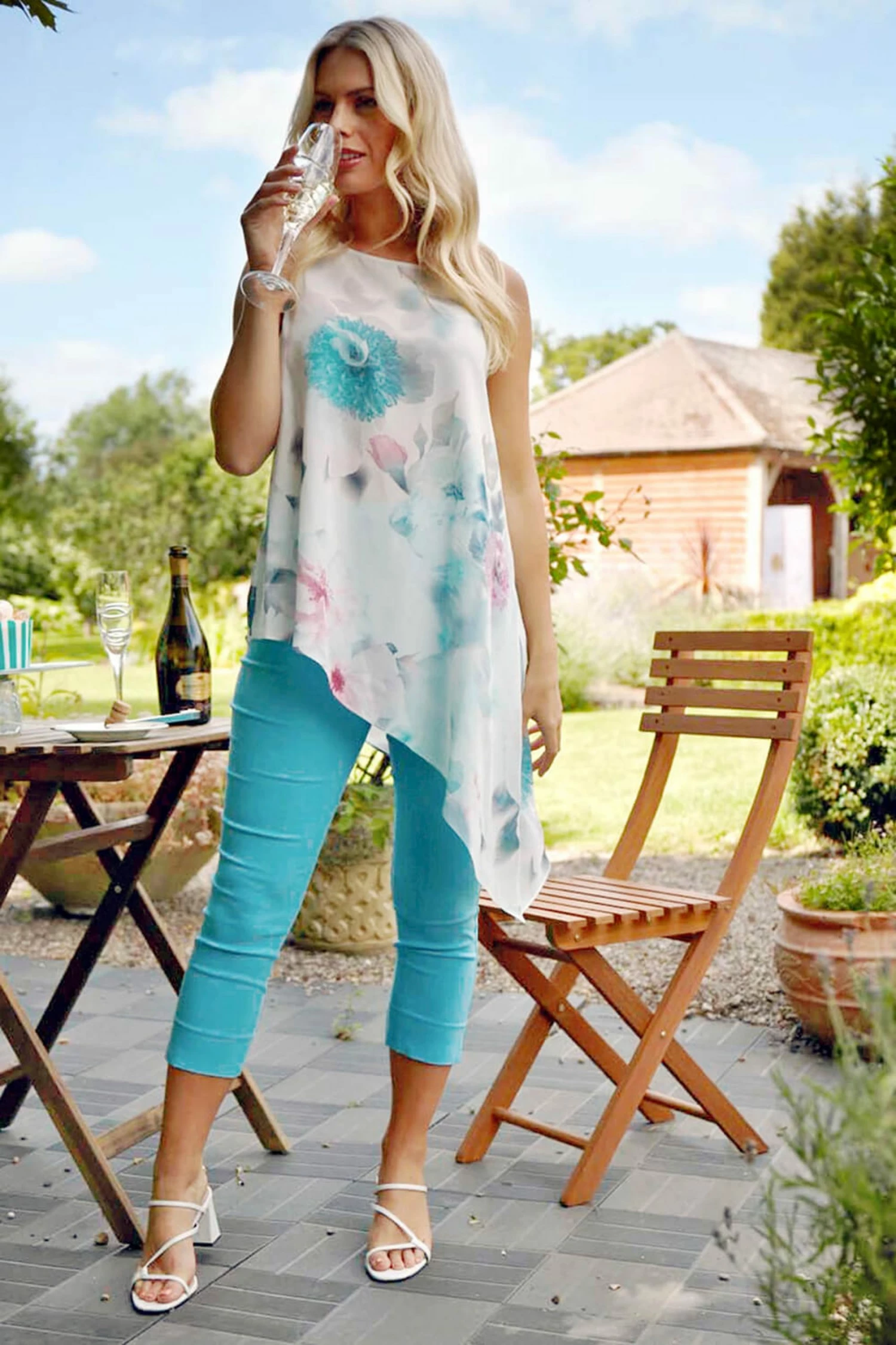 Roman White Floral Print Asymmetric Tunic Top 5 Roman White Floral Print Asymmetric Tunic Top - Image 3