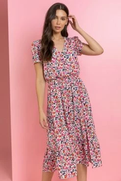Roman Pink Ditsy Floral Tiered Midi Dress 11 Roman Pink Ditsy Floral Tiered Midi Dress -Roman Sales Shop unnamed file 538