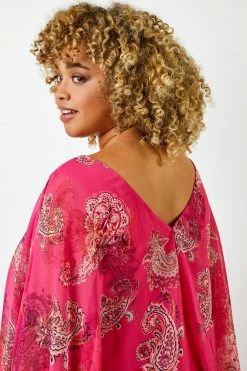 Roman Pink Curve Paisley Print Chiffon Top 11 Roman Pink Curve Paisley Print Chiffon Top -Roman Sales Shop unnamed file 5382