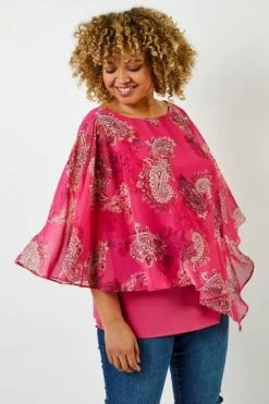 Roman Pink Curve Paisley Print Chiffon Top 12 Roman Pink Curve Paisley Print Chiffon Top -Roman Sales Shop unnamed file 5383