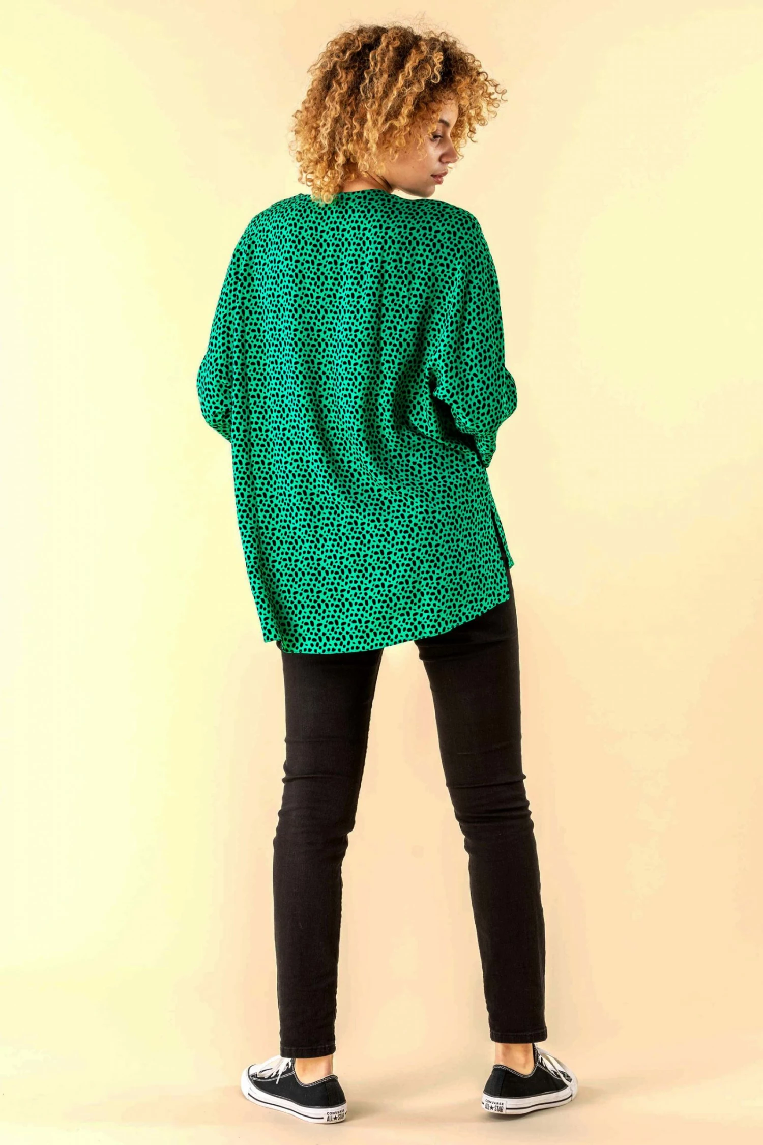 Roman Green Spot Button Detail Pleat Top 4 Roman Green Spot Button Detail Pleat Top - Image 2