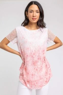 Roman Pink Floral Sequin Mesh Overlay Print Top 12 Roman Pink Floral Sequin Mesh Overlay Print Top -Roman Sales Shop unnamed file 5399