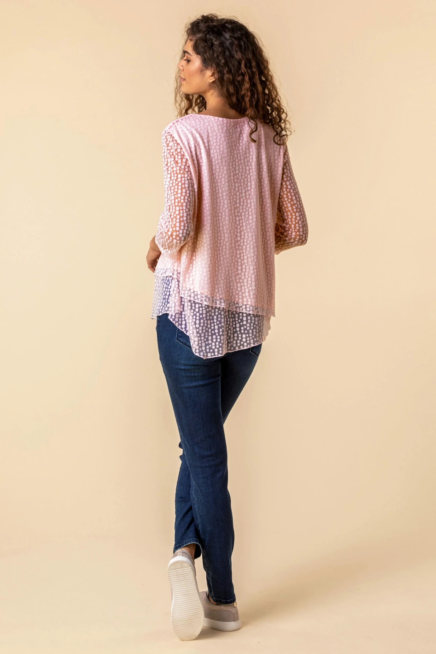 Roman Pink Burnout Spot Print Asymmetric Top 4 Roman Pink Burnout Spot Print Asymmetric Top - Image 2