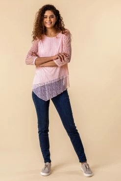 Roman Pink Burnout Spot Print Asymmetric Top 9 Roman Pink Burnout Spot Print Asymmetric Top -Roman Sales Shop unnamed file 5403