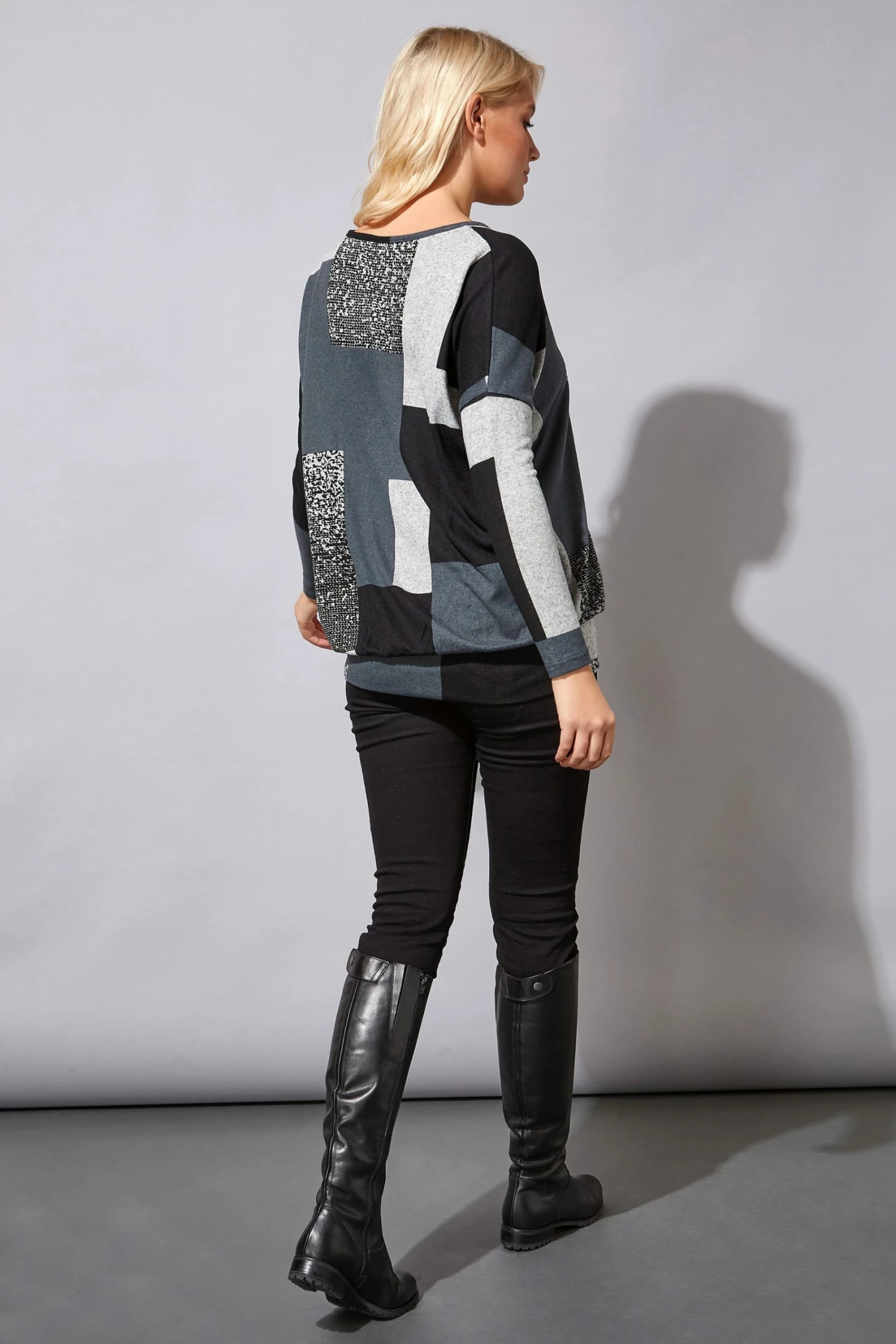 Roman Grey Colour Block Blouson Top 5 Roman Grey Colour Block Blouson Top - Image 3