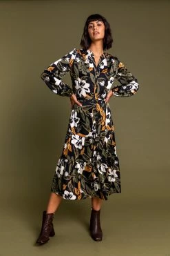 Roman Khaki Floral Print Midi Length Shirt Dress 9 Roman Khaki Floral Print Midi Length Shirt Dress -Roman Sales Shop unnamed file 541