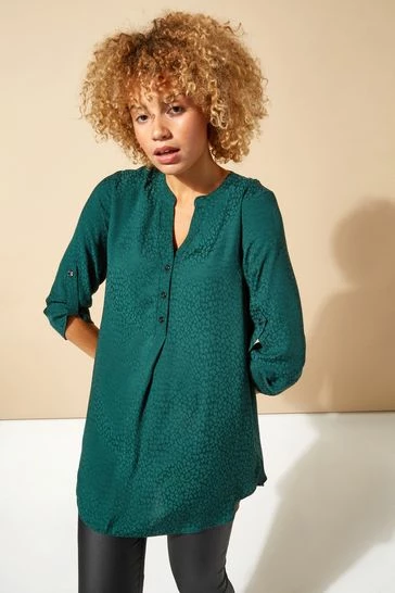 Roman Green Animal Jacquard Print Button Top 7 Roman Green Animal Jacquard Print Button Top - Image 5