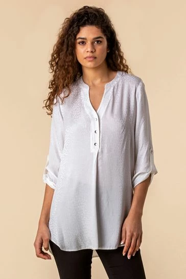 Roman Green Animal Jacquard Print Button Top 9 Roman Green Animal Jacquard Print Button Top - Image 7