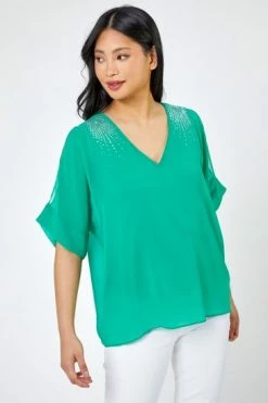 Roman Blue Petite Hotfix Detail Cold Shoulder Top 13 Roman Blue Petite Hotfix Detail Cold Shoulder Top -Roman Sales Shop unnamed file 5424