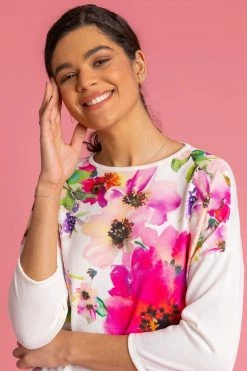 Roman White Bold Floral Print Drop Shoulder Top 10 Roman White Bold Floral Print Drop Shoulder Top -Roman Sales Shop unnamed file 5428