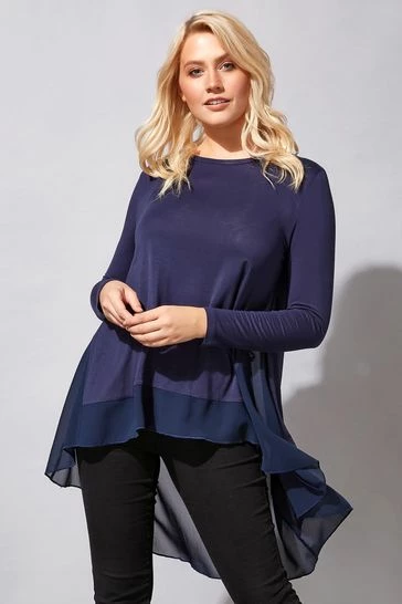 Roman Black Originals Chiffon Detail Dipped Hem Top 8 Roman Black Originals Chiffon Detail Dipped Hem Top - Image 6