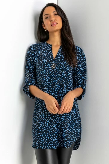 Roman Animal Longline Button Detail Print Top 9 Roman Animal Longline Button Detail Print Top - Image 7