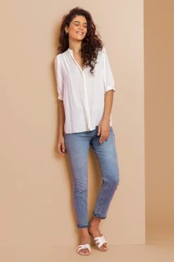 Roman White Textured Spot Notch Neck Blouse 9 Roman White Textured Spot Notch Neck Blouse -Roman Sales Shop unnamed file 5463