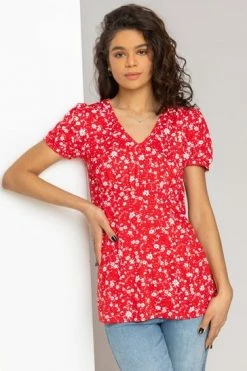 Roman Red Ditsy Floral Print V-Neck Top 11 Roman Red Ditsy Floral Print V-Neck Top -Roman Sales Shop unnamed file 5480