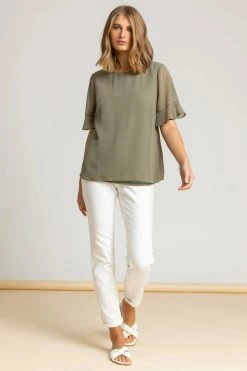 Roman Green Plain Frill Detail Chiffon Top 10 Roman Green Plain Frill Detail Chiffon Top -Roman Sales Shop unnamed file 5483