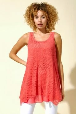 Roman Pink Lace Overlay Hanky Hem Vest Top 11 Roman Pink Lace Overlay Hanky Hem Vest Top -Roman Sales Shop unnamed file 5491