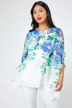 Roman White Petite Floral Print Cold Shoulder Top 11 Roman White Petite Floral Print Cold Shoulder Top -Roman Sales Shop unnamed file 5517