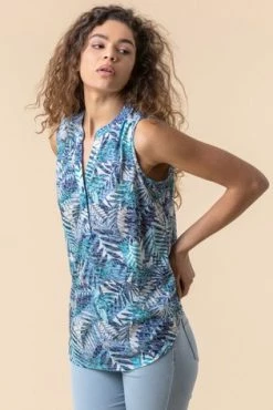 Roman Blue Burnout Leaf Print Top 11 Roman Blue Burnout Leaf Print Top -Roman Sales Shop unnamed file 5532