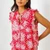 Roman Red Ditsy Floral Print Shirred Blouson Hem Top 1 Roman Red Ditsy Floral Print Shirred Blouson Hem Top -Roman Sales Shop unnamed file 5533