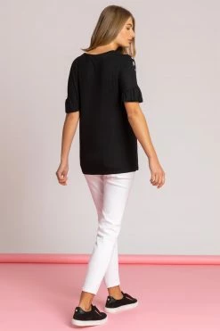 Roman Black Floral Print Frill Sleeve Top 9 Roman Black Floral Print Frill Sleeve Top -Roman Sales Shop unnamed file 5544