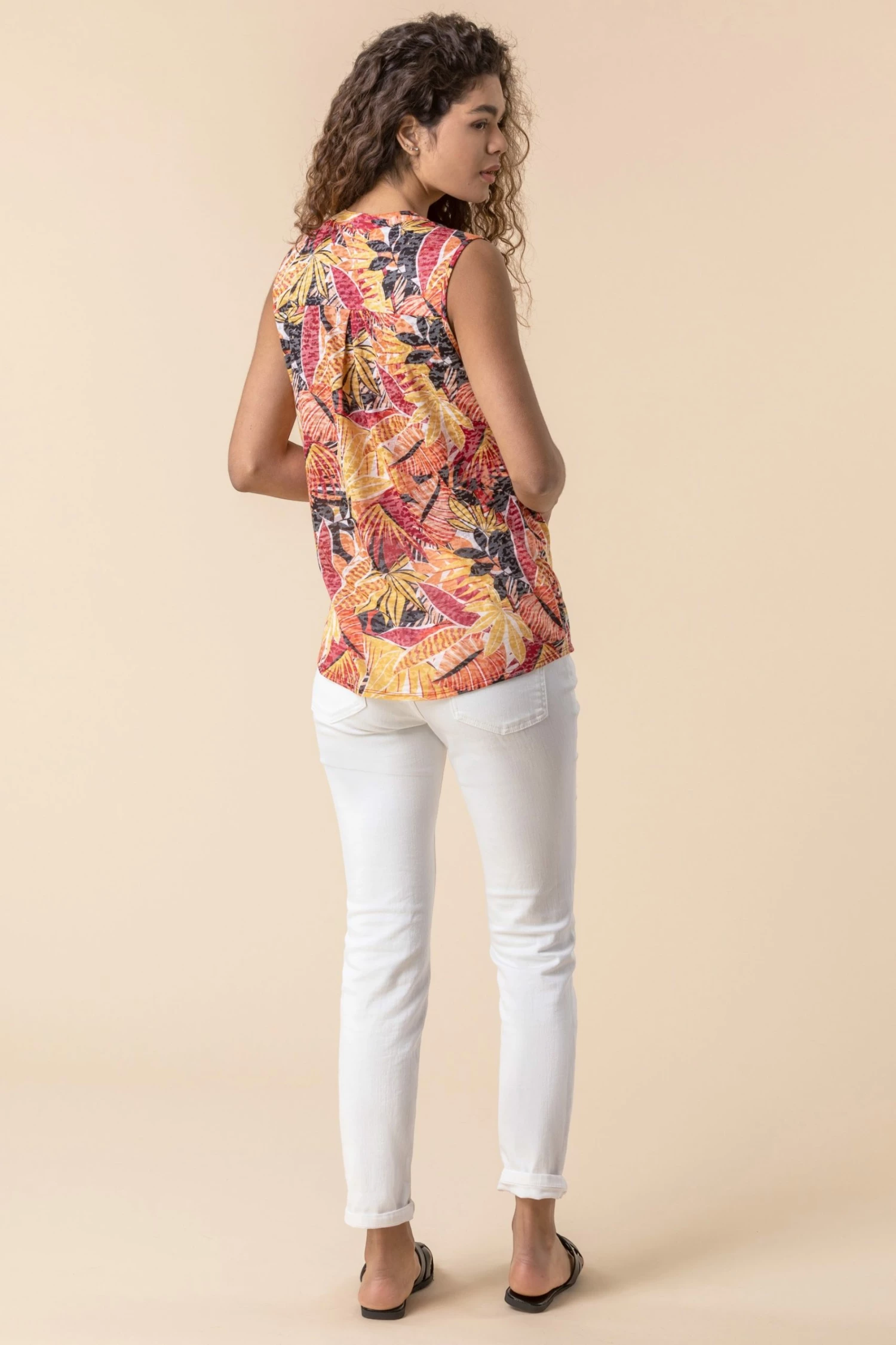 Roman Black Tropical Burnout Button Detail Top 4 Roman Black Tropical Burnout Button Detail Top - Image 2