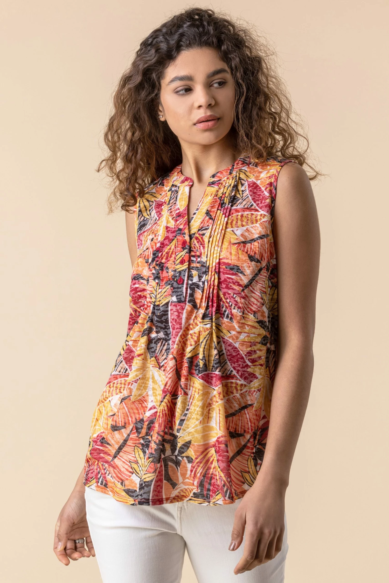 Roman Black Tropical Burnout Button Detail Top 5 Roman Black Tropical Burnout Button Detail Top - Image 3