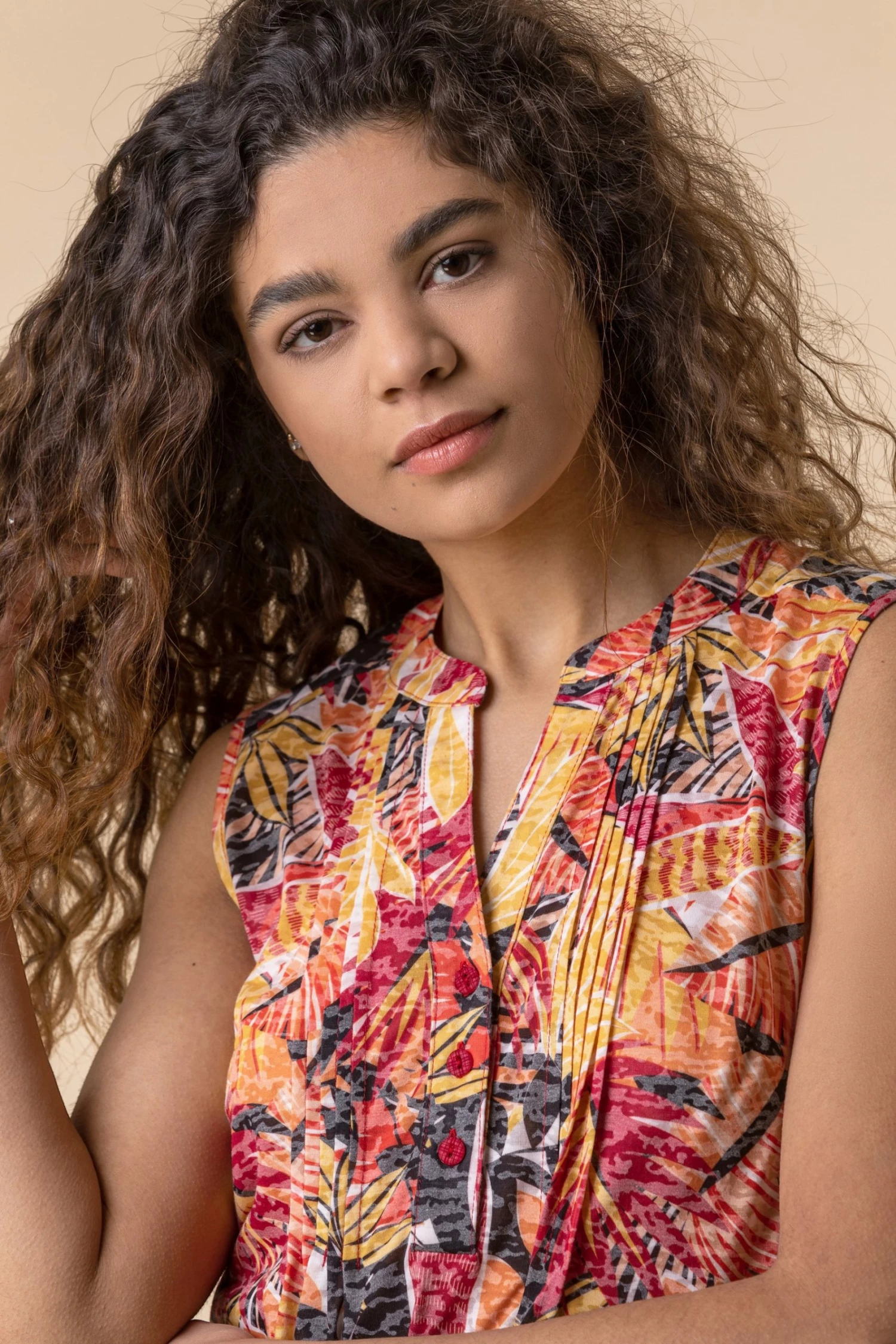 Roman Black Tropical Burnout Button Detail Top 7 Roman Black Tropical Burnout Button Detail Top - Image 5