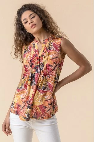 Roman Black Tropical Burnout Button Detail Top 8 Roman Black Tropical Burnout Button Detail Top - Image 6