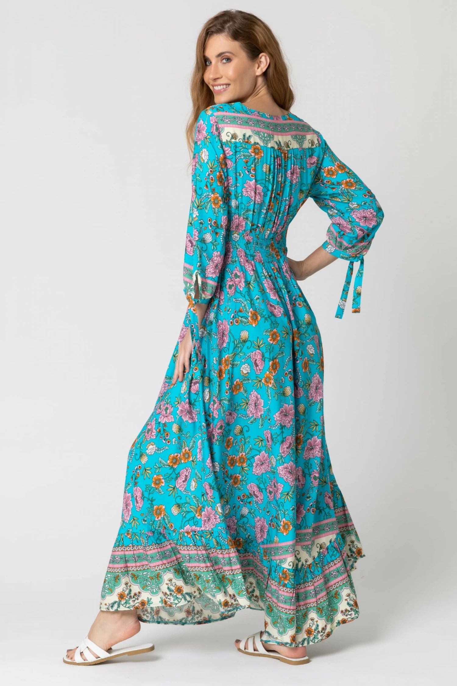 Roman Blue Floral Border Print Maxi Dress 4 Roman Blue Floral Border Print Maxi Dress - Image 2