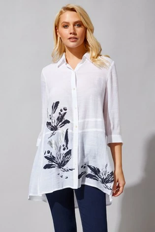 Roman Navy Floral Border Print Shirt 6 Roman Navy Floral Border Print Shirt - Image 4