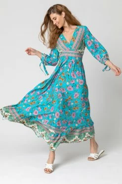 Roman Blue Floral Border Print Maxi Dress 10 Roman Blue Floral Border Print Maxi Dress -Roman Sales Shop unnamed file 558