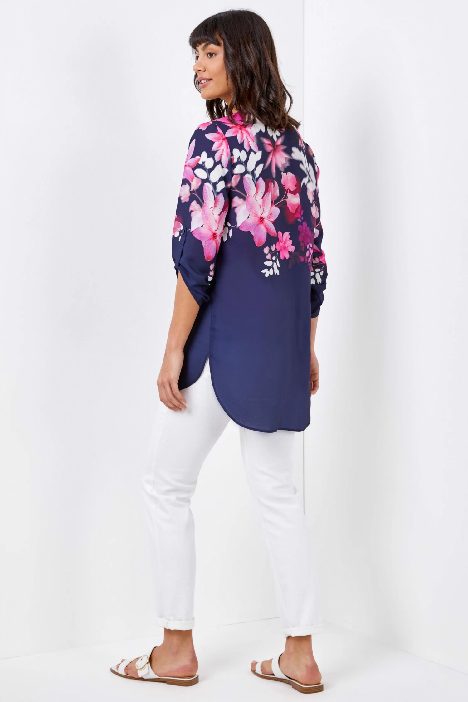 Roman Blue Floral Print Button Down Top 5 Roman Blue Floral Print Button Down Top - Image 3