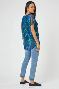 Roman Blue Tropical Print Mesh Overlay Top 9 Roman Blue Tropical Print Mesh Overlay Top -Roman Sales Shop unnamed file 5605